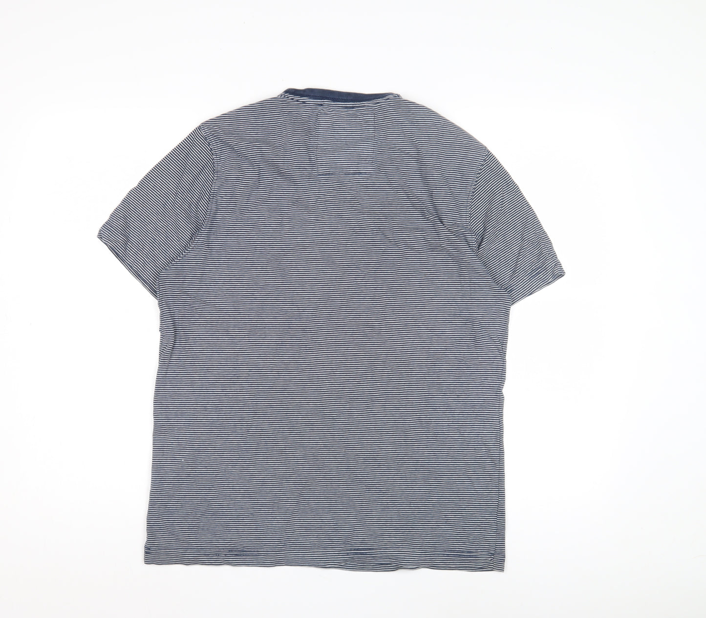 Crew Clothing Co. Men's Blue Striped M T-Shirt, Logo, Cotton