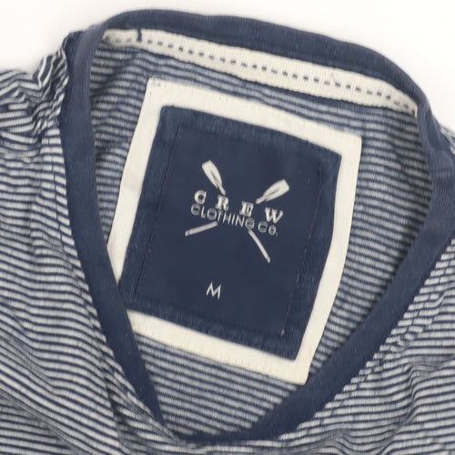 Crew Clothing Co. Men's Blue Striped M T-Shirt, Logo, Cotton