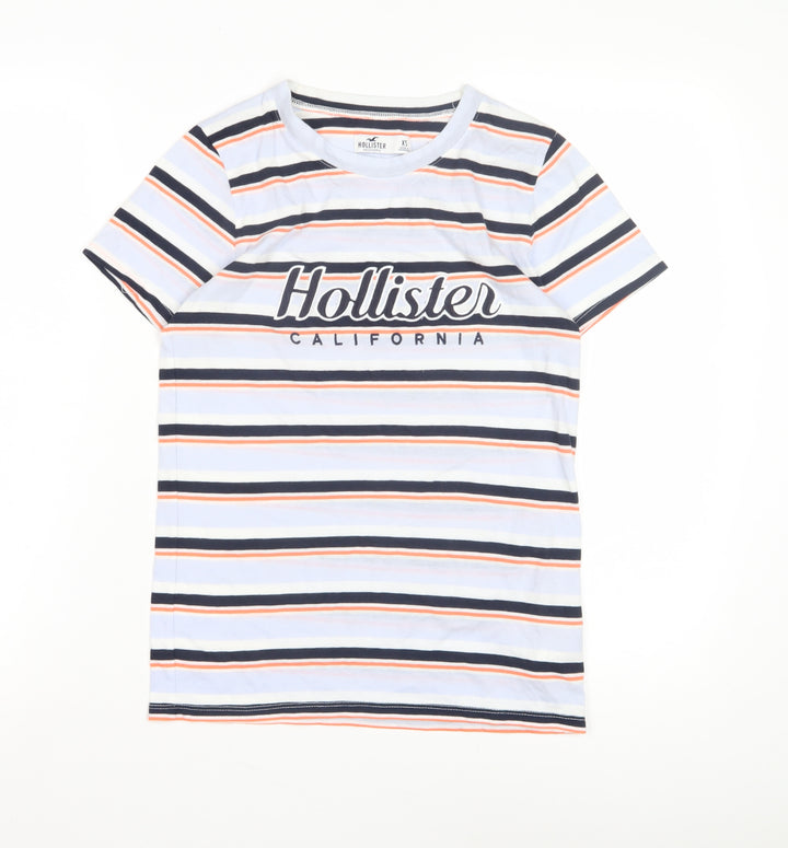 Hollister Boys' Multicoloured Striped Crew Neck T-Shirt XS