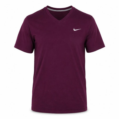 Nike Men's Purple V-Neck T-Shirt, Size L, Logo Accent