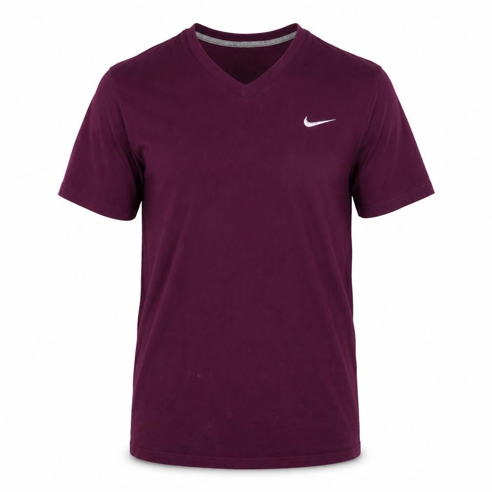 Nike Men's Purple V-Neck T-Shirt, Size L, Logo Accent