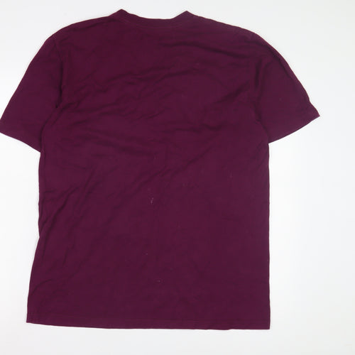 Nike Men's Purple V-Neck T-Shirt, Size L, Logo Accent