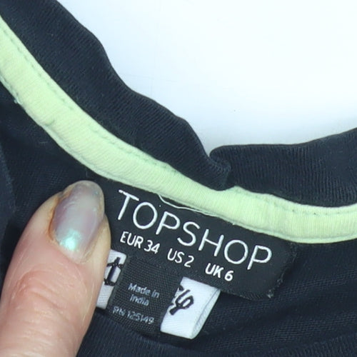 Topshop Women's Black Graphic T-Shirt UK 6