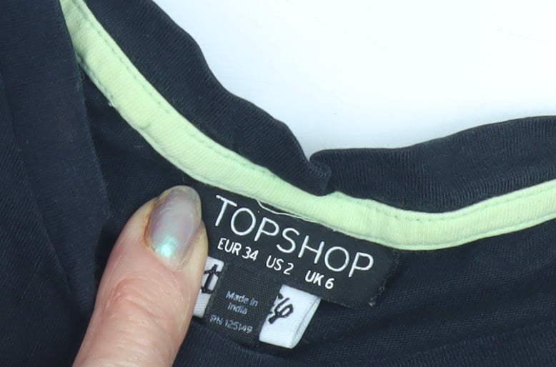 Topshop Women's Black Graphic T-Shirt UK 6