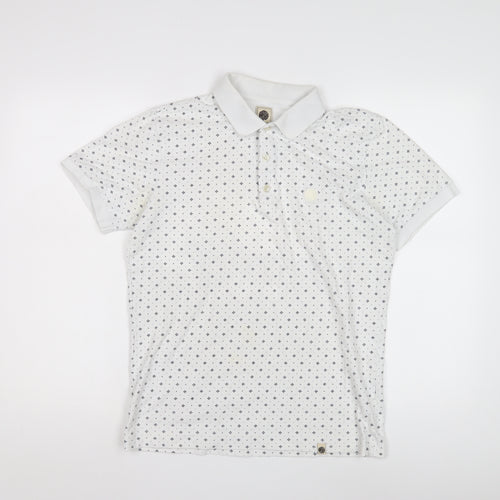 Pretty Green Men's White Geometric Polo Shirt, Size M