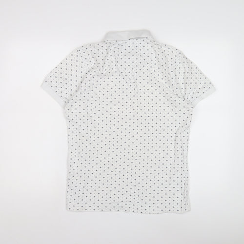 Pretty Green Men's White Geometric Polo Shirt, Size M