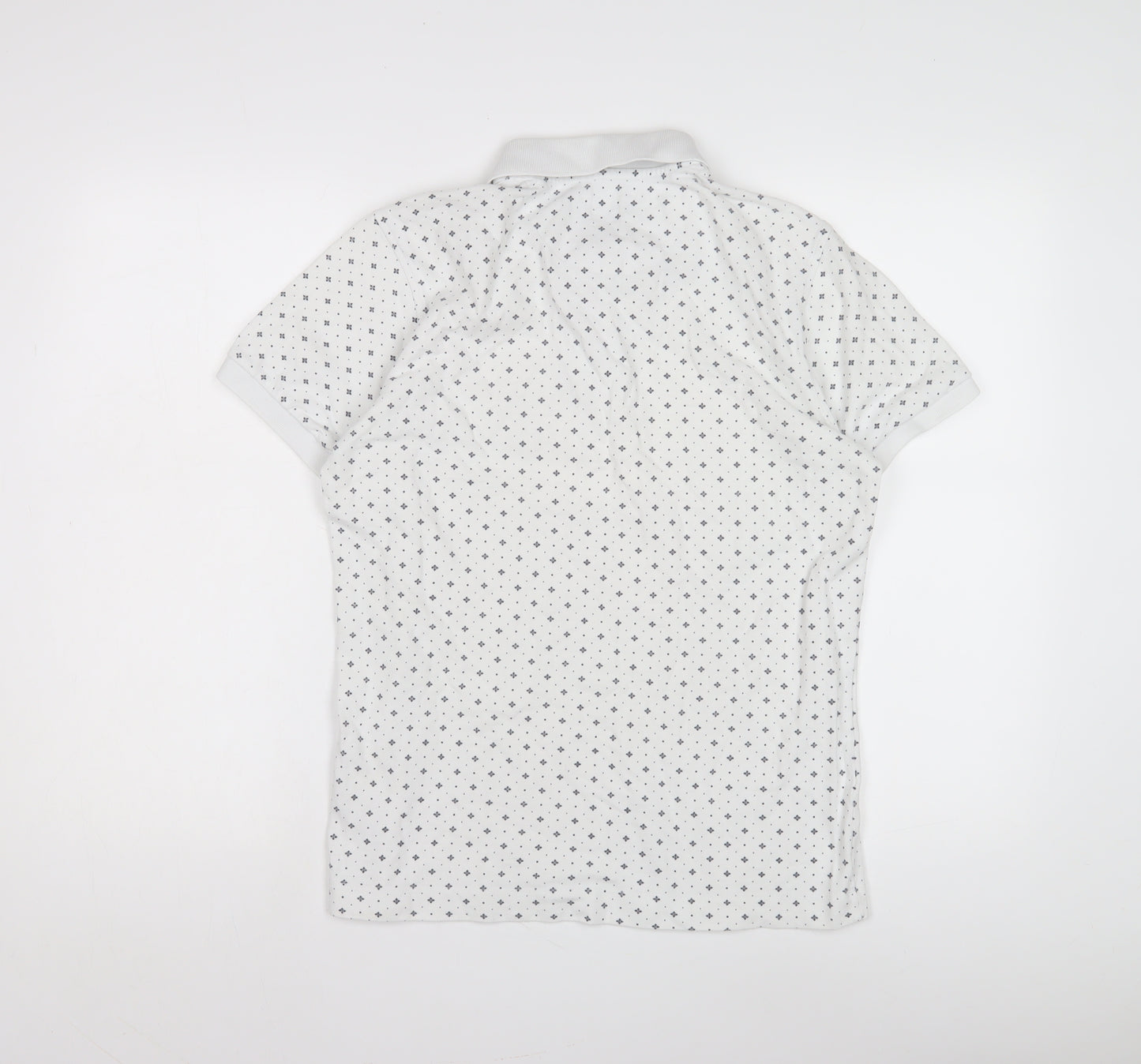 Pretty Green Men's White Geometric Polo Shirt, Size M