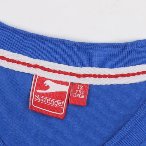 Slazenger Boys Blue Cotton T-Shirt V-Neck 13 Years