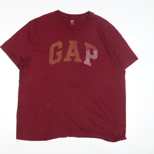 GAP Men’s Red XL T-Shirt with Logo, Short Sleeve