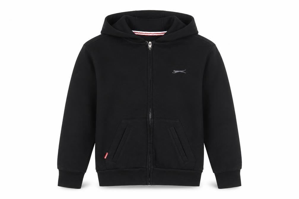 Front view of Slazenger boys’ black full zip hoodie 7-8 years