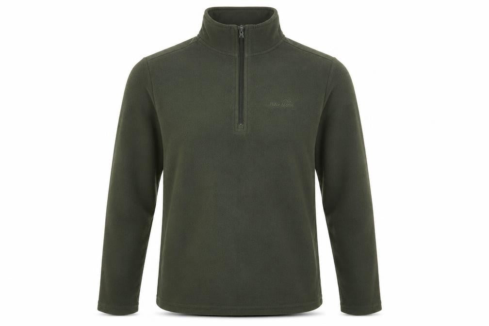 Front view of Peter Storm Men's XS Green Fleece 1/4 Zip Pullover