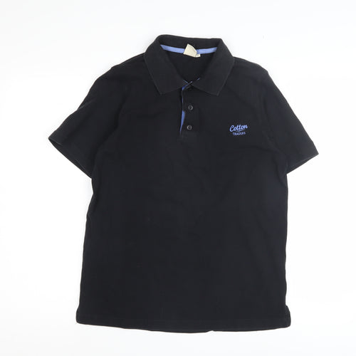 Cotton Traders Men's Black Polo Shirt, Size S