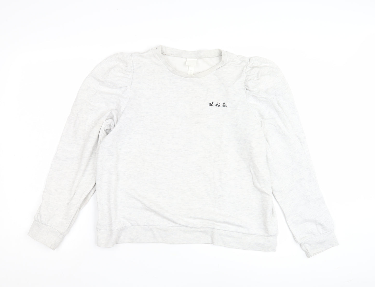 H&M Women's White Pullover Sweatshirt, Casual Cotton, Size M
