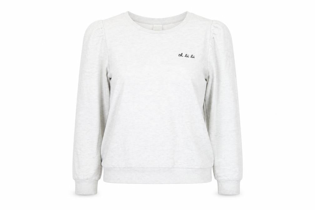 Front view of H&M Women's White Pullover Sweatshirt, Casual Cotton, size M