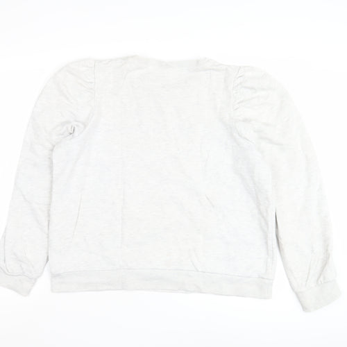 H&M Women's White Pullover Sweatshirt, Casual Cotton, Size M