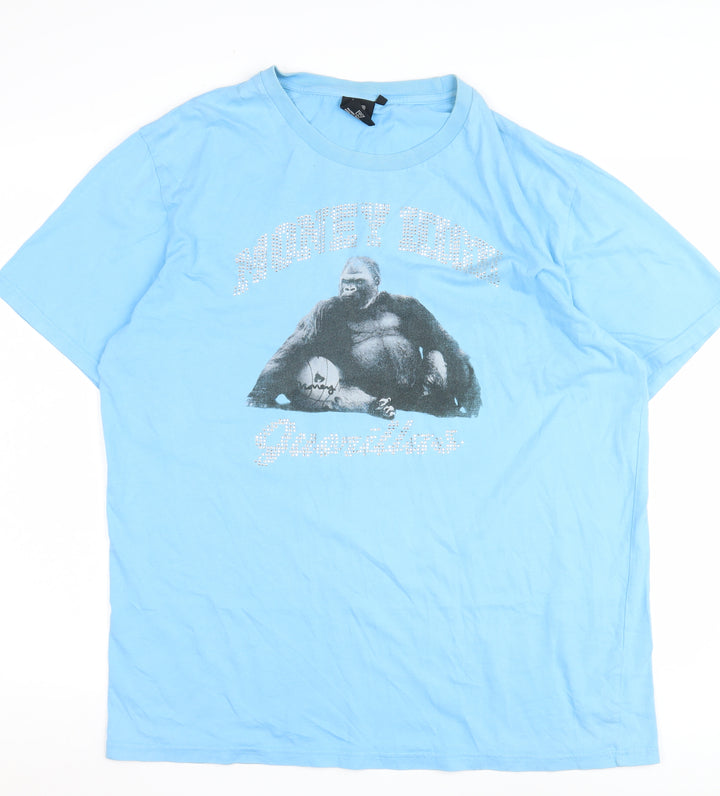 Money Blue Gorilla Rhinestone T-Shirt XL Unisex