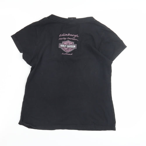 Harley-Davidson Women's Black V-Neck T-Shirt, Size 6