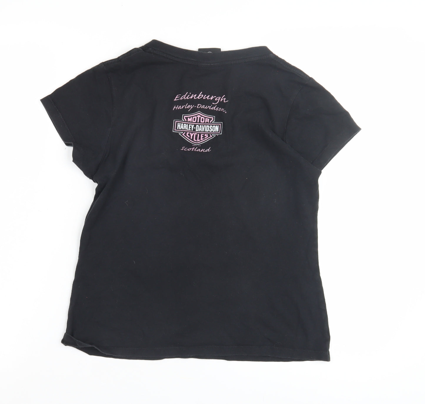 Harley-Davidson Women's Black V-Neck T-Shirt, Size 6