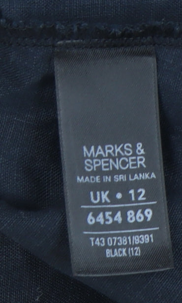 Marks and Spencer Women's Black Linen Blouse, Size 12