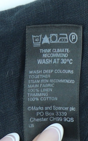 Marks and Spencer Women's Black Linen Blouse, Size 12