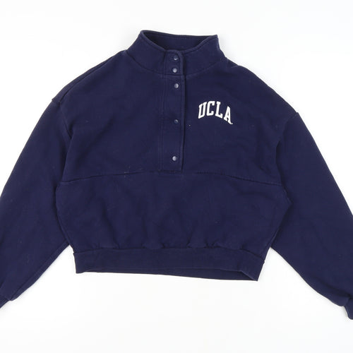 H&M Unisex Blue College Henley Sweatshirt M