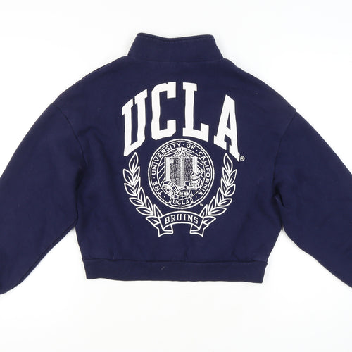H&M Unisex Blue College Henley Sweatshirt M