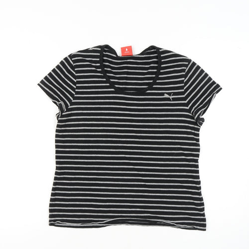 Puma Women's Black Striped T-Shirt XL