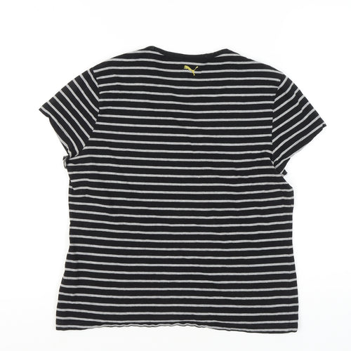 Puma Women's Black Striped T-Shirt XL