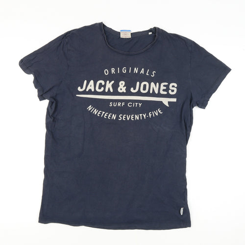 Jack & Jones Men's Blue Medium Crew Neck T-Shirt