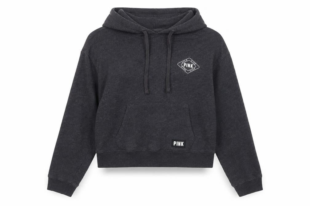 Front view of Victoria's Secret PINK Women's Black Pullover Hoodie M