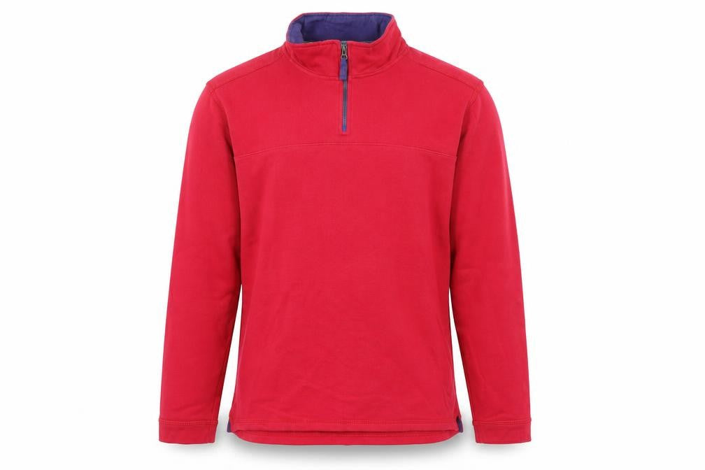 Front view of Kingston Casuals Men Red M 1/4 Zip Sweater