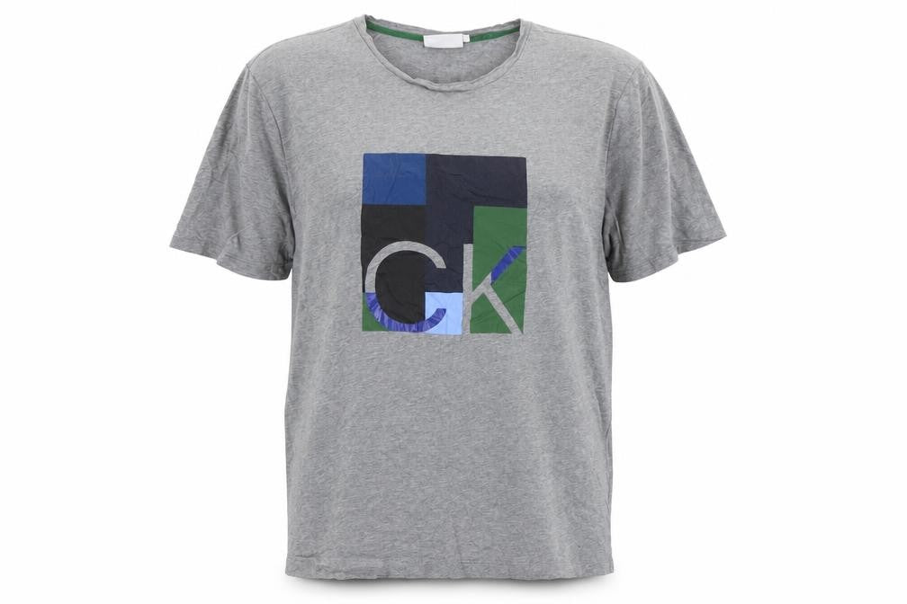Front view of Calvin Klein Men's Grey XL Graphic T-Shirt
