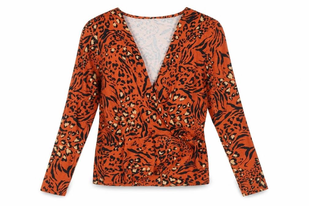 Front view of Dorothy Perkins Women's Multicoloured Wrap Blouse, size 8