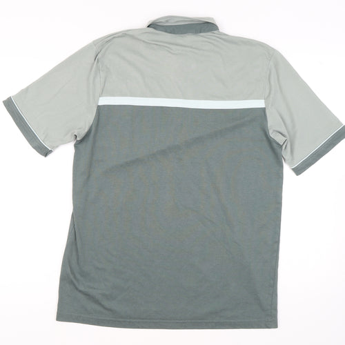 Carabou Men's Green Large Polo, Striped Cotton