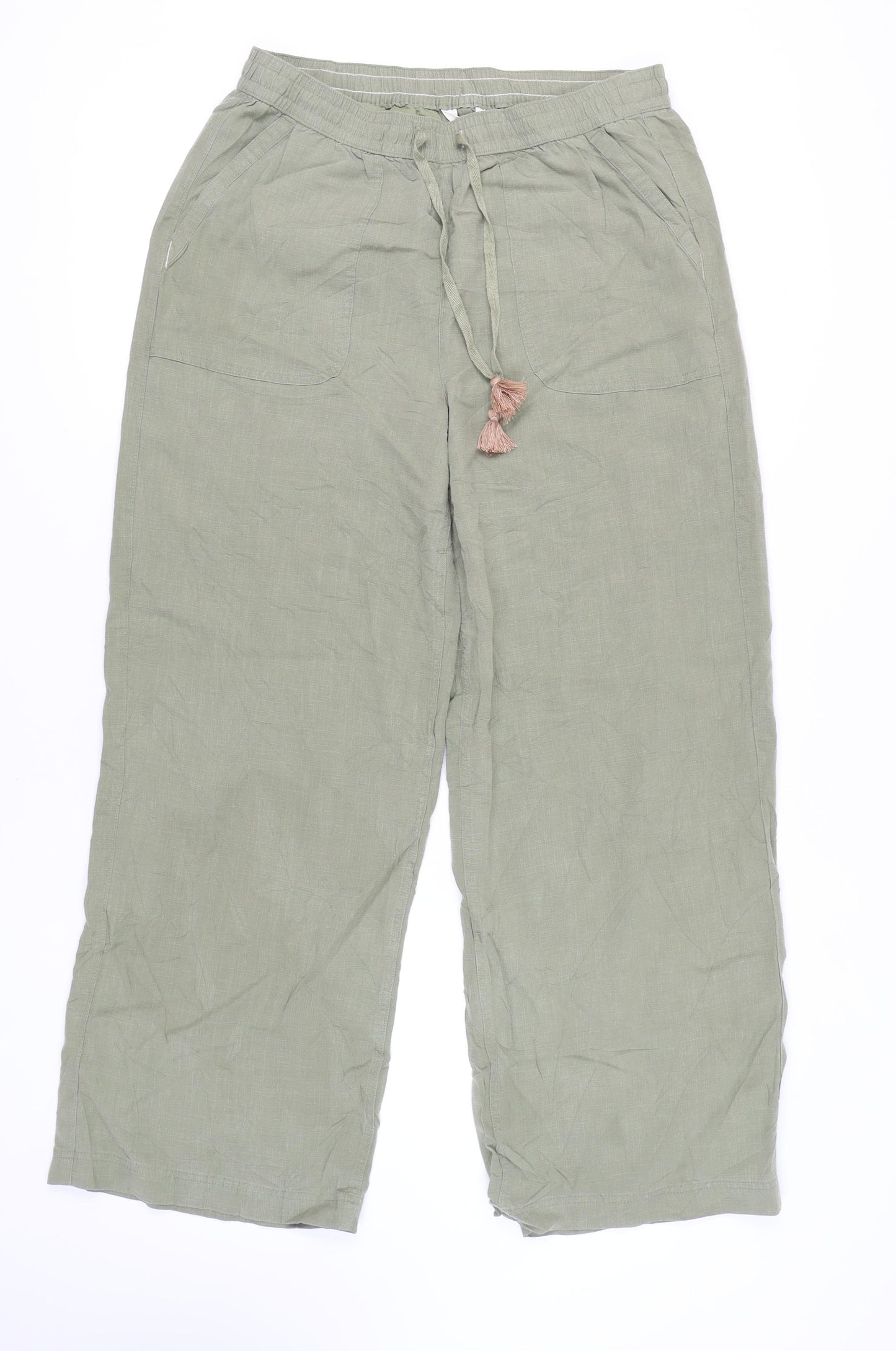 Marks and Spencer Women's Wide-Leg Green Trousers, Size 14