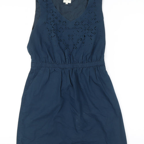 Reiss Women's Blue A-Line Sleeveless Embroidered Dress