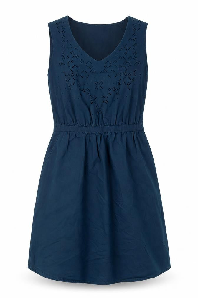 Reiss Women's Blue A-Line Sleeveless Embroidered Dress
