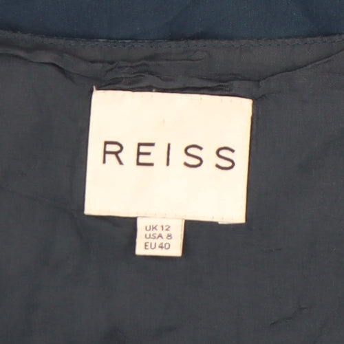 Reiss Women's Blue A-Line Sleeveless Embroidered Dress