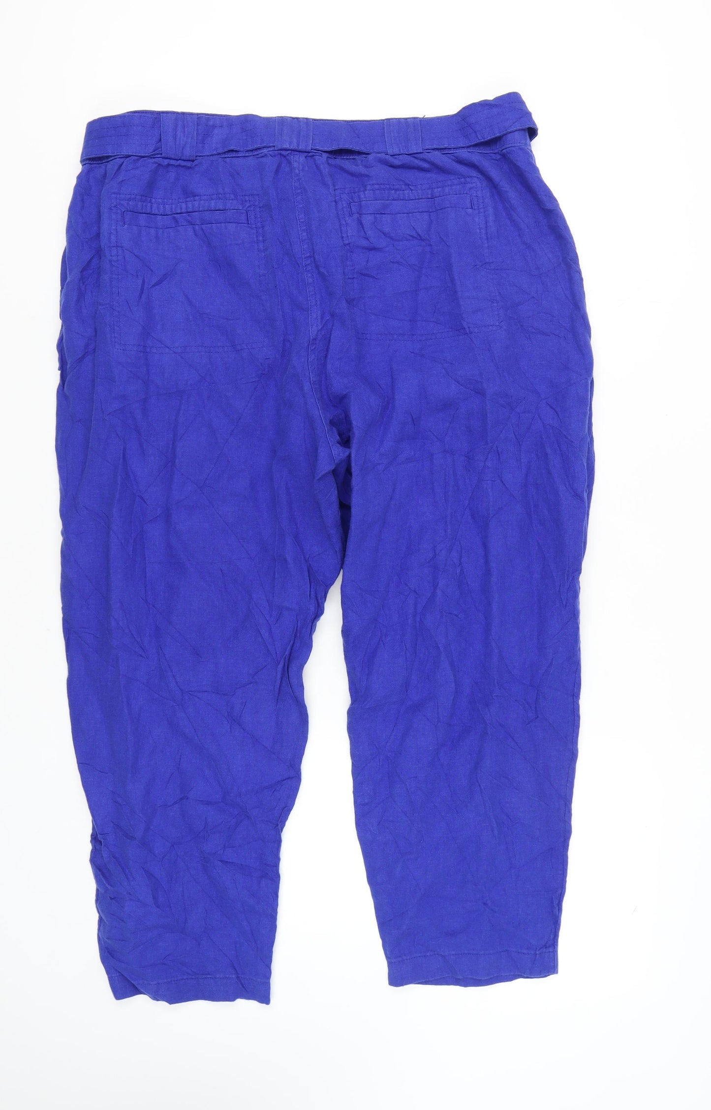 Marks and Spencer Women's Blue Belted Trousers Size 22