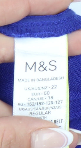 Marks and Spencer Women's Blue Belted Trousers Size 22