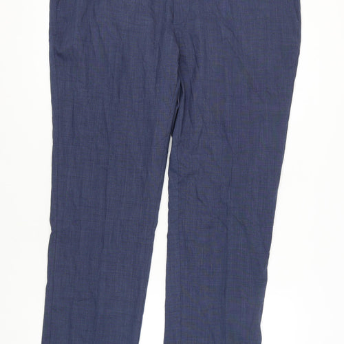 Marks & Spencer Men's Blue Regular Fit Trousers