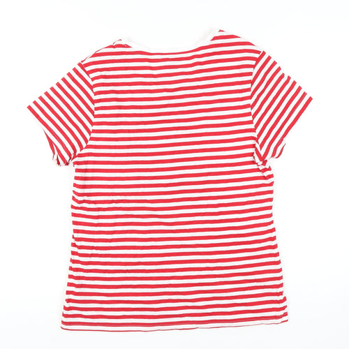 Disney Women’s Red Mickey Mouse Striped T-Shirt - Size S
