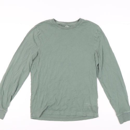 J.Crew Men's Green Cotton Long Sleeve T-Shirt S