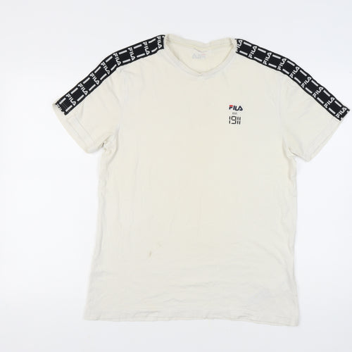 FILA Men's White XL T-Shirt, Short Sleeve, 100% Cotton