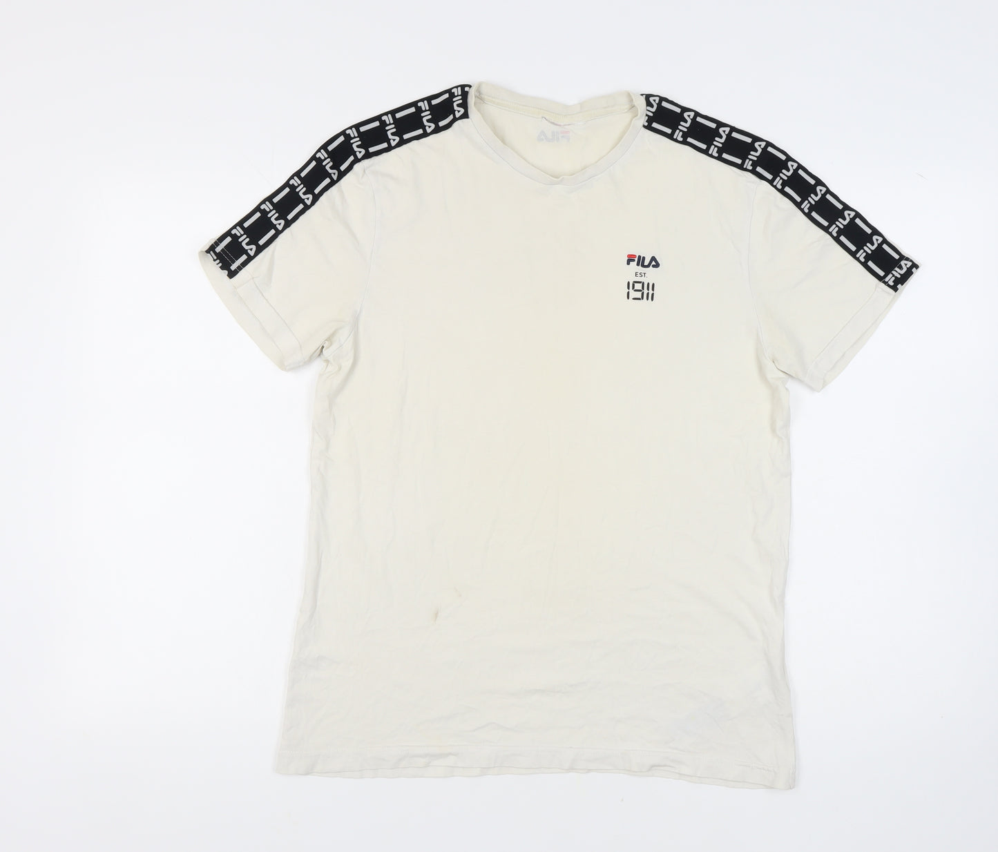 FILA Men's White XL T-Shirt, Short Sleeve, 100% Cotton