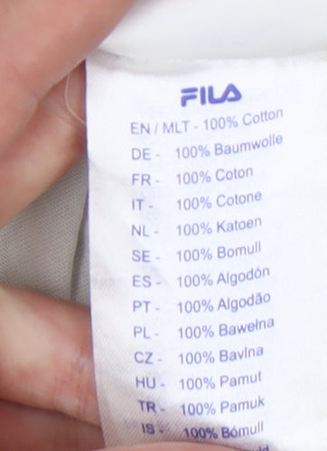 FILA Men's White XL T-Shirt, Short Sleeve, 100% Cotton