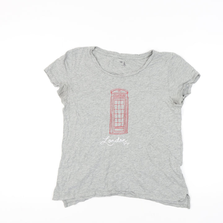 Gap Women's Grey T-Shirt M Basic City Style Embroidery