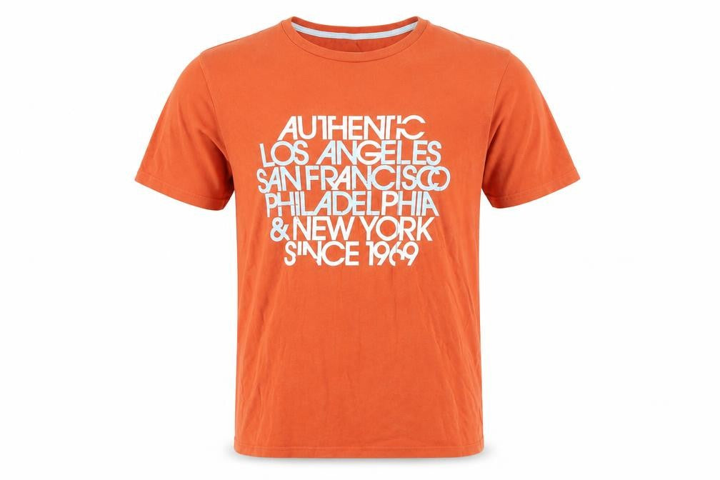 Front view of Gap Men's Orange XS Graphic Print T-Shirt