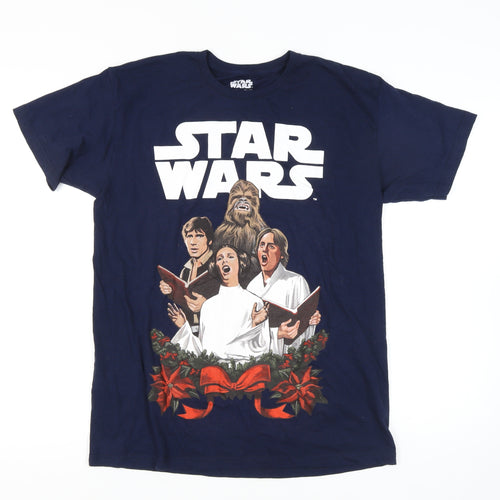Star Wars Men's Blue Large Christmas Graphic T-Shirt
