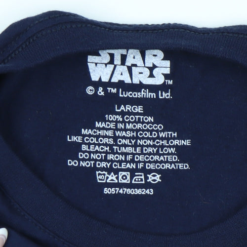 Star Wars Men's Blue Large Christmas Graphic T-Shirt